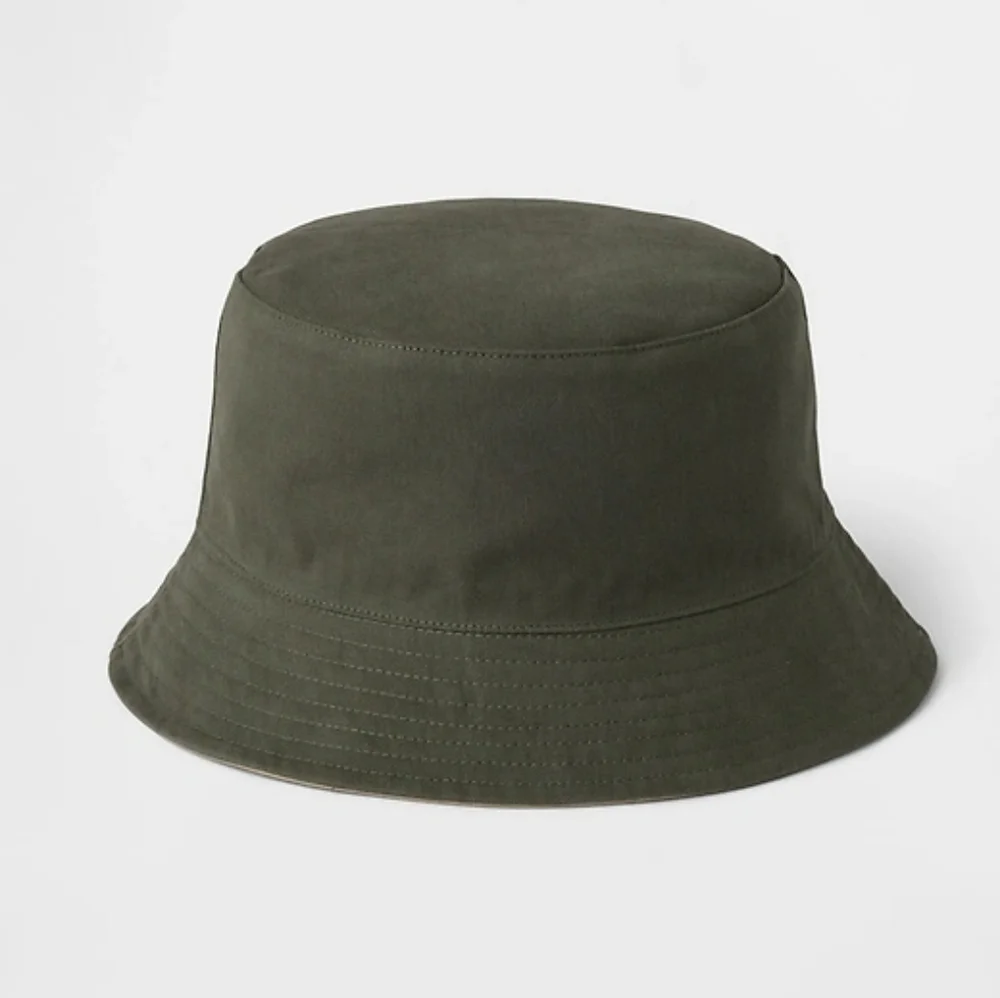 GAP Kids Organic Cotton Reversible Bucket Hat, Khaki/ Green, S/M, NWT